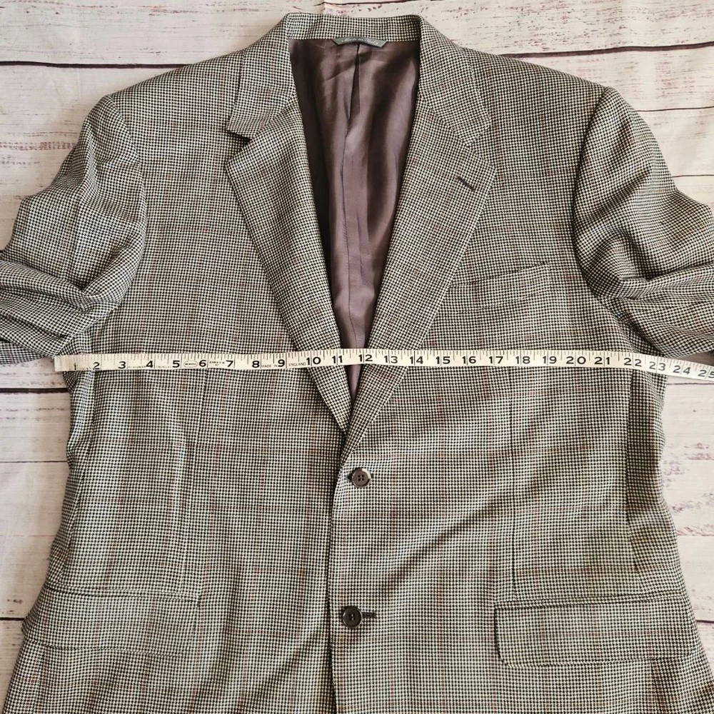 Canali Pure Wool Micro Houndstooth Plaid Windowpane Sport Coat Mens 56R IT